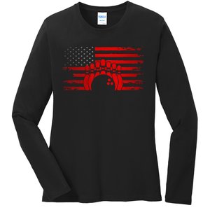 American Flag Bowling Apparel Bowling Ladies Long Sleeve Shirt