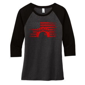 American Flag Bowling Apparel Bowling Women's Tri-Blend 3/4-Sleeve Raglan Shirt