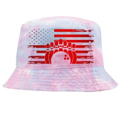 American Flag Bowling Apparel Bowling Tie-Dyed Bucket Hat