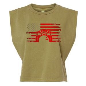 American Flag Bowling Apparel Bowling Garment-Dyed Women's Muscle Tee