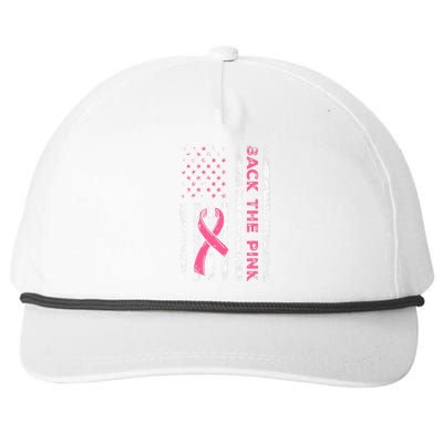 American Flag Back The Pink Breast Cancer Awareness Ribbon Snapback Five-Panel Rope Hat