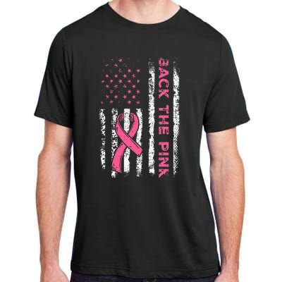 American Flag Back The Pink Breast Cancer Awareness Ribbon Adult ChromaSoft Performance T-Shirt