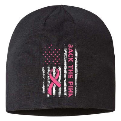 American Flag Back The Pink Breast Cancer Awareness Ribbon Sustainable Beanie