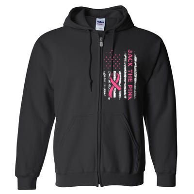 American Flag Back The Pink Breast Cancer Awareness Ribbon Full Zip Hoodie