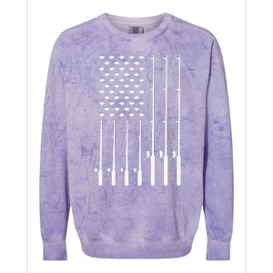 American Flag Bass Fishing Rod Fishing Lover Colorblast Crewneck Sweatshirt