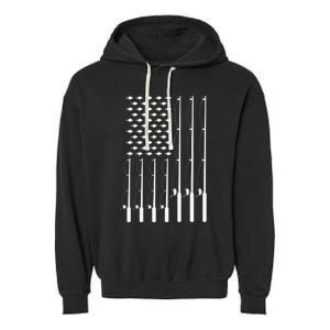 American Flag Bass Fishing Rod Fishing Lover Garment-Dyed Fleece Hoodie