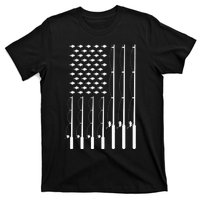 American Flag Bass Fishing Rod Fishing Lover T-Shirt