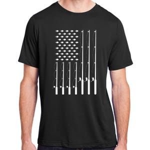 American Flag Bass Fishing Rod Fishing Lover Adult ChromaSoft Performance T-Shirt