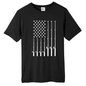 American Flag Bass Fishing Rod Fishing Lover Tall Fusion ChromaSoft Performance T-Shirt