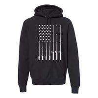 American Flag Bass Fishing Rod Fishing Lover Premium Hoodie