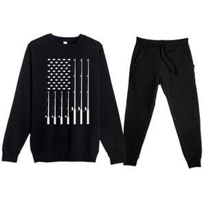 American Flag Bass Fishing Rod Fishing Lover Premium Crewneck Sweatsuit Set