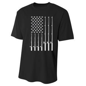 American Flag Bass Fishing Rod Fishing Lover Performance Sprint T-Shirt