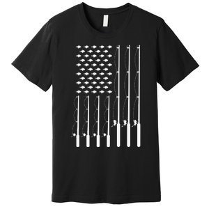 American Flag Bass Fishing Rod Fishing Lover Premium T-Shirt