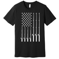 American Flag Bass Fishing Rod Fishing Lover Premium T-Shirt