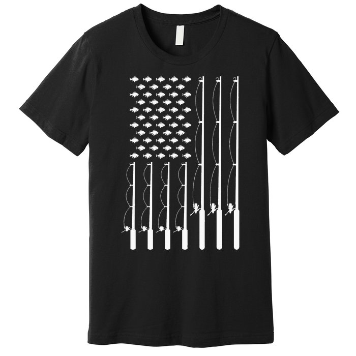 American Flag Bass Fishing Rod Fishing Lover Premium T-Shirt