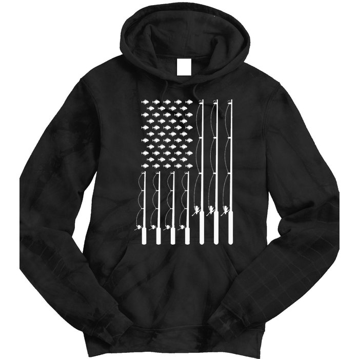 American Flag Bass Fishing Rod Fishing Lover Tie Dye Hoodie