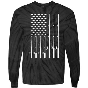 American Flag Bass Fishing Rod Fishing Lover Tie-Dye Long Sleeve Shirt