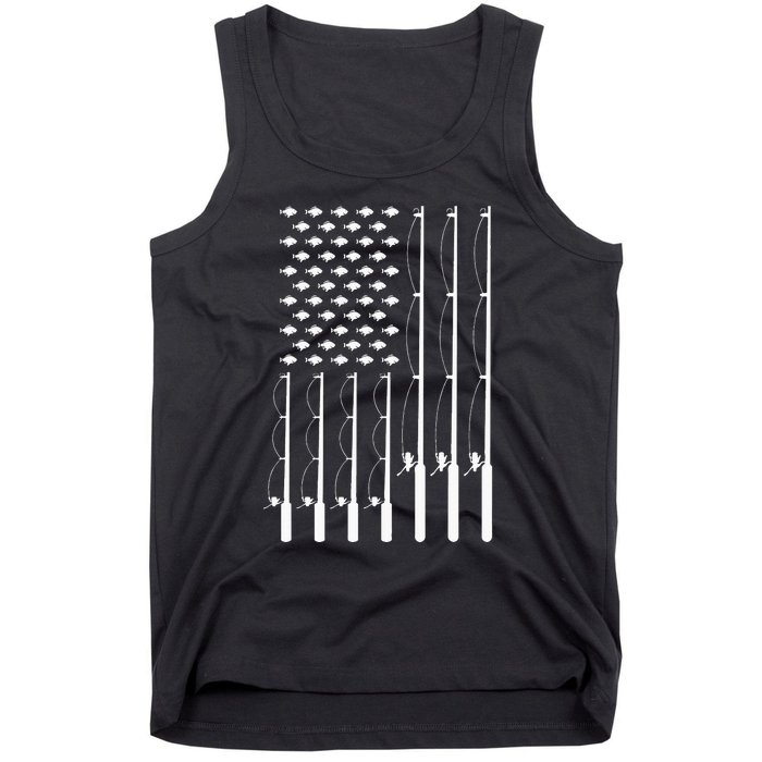 American Flag Bass Fishing Rod Fishing Lover Tank Top