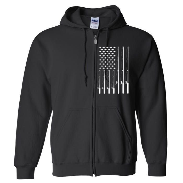 American Flag Bass Fishing Rod Fishing Lover Full Zip Hoodie