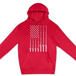 American Flag Bass Fishing Rod Fishing Lover Premium Pullover Hoodie