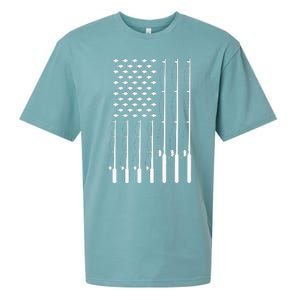 American Flag Bass Fishing Rod Fishing Lover Sueded Cloud Jersey T-Shirt