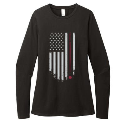 American Flag Billiard Pool Player Vintage Gift Womens CVC Long Sleeve Shirt