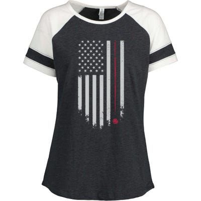 American Flag Billiard Pool Player Vintage Gift Enza Ladies Jersey Colorblock Tee