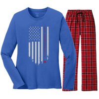 American Flag Billiard Pool Player Vintage Gift Women's Long Sleeve Flannel Pajama Set 