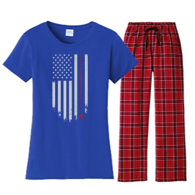 American Flag Billiard Pool Player Vintage Gift Women's Flannel Pajama Set