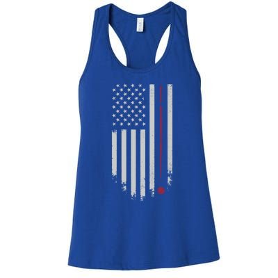 American Flag Billiard Pool Player Vintage Gift Women's Racerback Tank