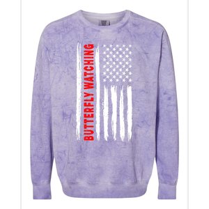 American Flag Butterfly Watching Coach Usa Gift Colorblast Crewneck Sweatshirt