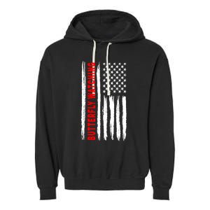 American Flag Butterfly Watching Coach Usa Gift Garment-Dyed Fleece Hoodie