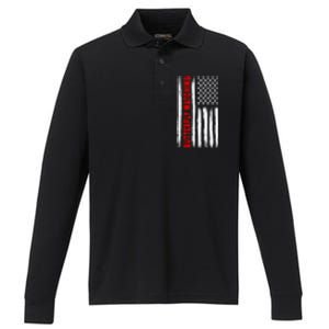 American Flag Butterfly Watching Coach Usa Gift Performance Long Sleeve Polo