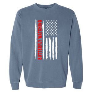 American Flag Butterfly Watching Coach Usa Gift Garment-Dyed Sweatshirt