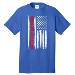 American Flag Butterfly Watching Coach Usa Gift Tall T-Shirt