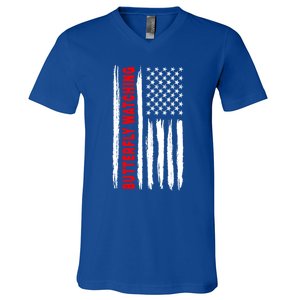 American Flag Butterfly Watching Coach Usa Gift V-Neck T-Shirt