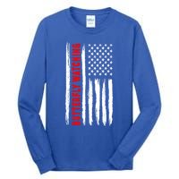 American Flag Butterfly Watching Coach Usa Gift Tall Long Sleeve T-Shirt