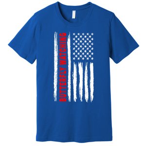 American Flag Butterfly Watching Coach Usa Gift Premium T-Shirt