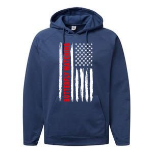 American Flag Butterfly Watching Coach Usa Gift Performance Fleece Hoodie