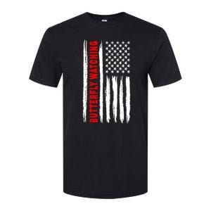 American Flag Butterfly Watching Coach Usa Gift Softstyle CVC T-Shirt