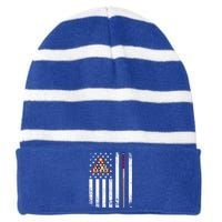 American Flag Billiard Vintage Pool Player Snooker Gift Striped Beanie with Solid Band