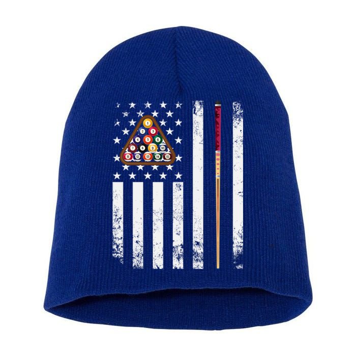 American Flag Billiard Vintage Pool Player Snooker Gift Short Acrylic Beanie