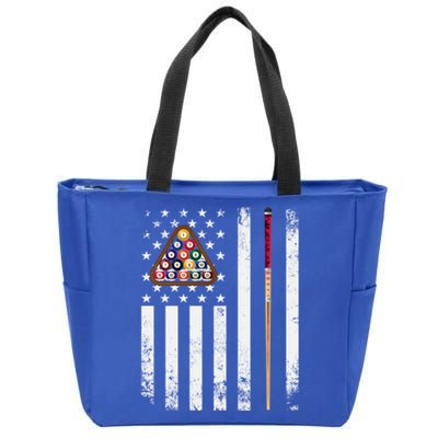 American Flag Billiard Vintage Pool Player Snooker Gift Zip Tote Bag