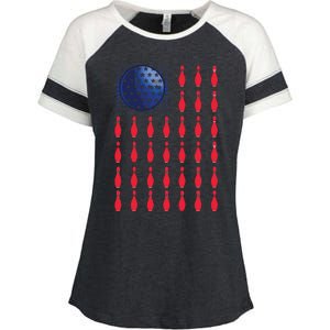 American Flag Bowling ShirtS Bowler Gifts For Bowling Team Enza Ladies Jersey Colorblock Tee