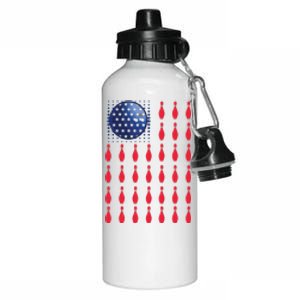 American Flag Bowling ShirtS Bowler Gifts For Bowling Team Aluminum Water Bottle 