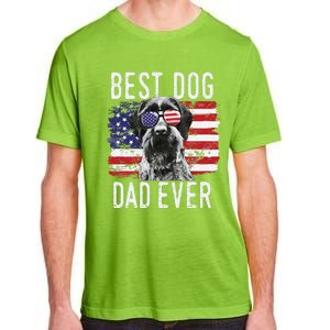 American Flag Best Dog Dad Ever German Wirehaired Pointer Adult ChromaSoft Performance T-Shirt