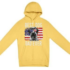 American Flag Best Dog Dad Ever German Wirehaired Pointer Premium Pullover Hoodie