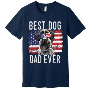 American Flag Best Dog Dad Ever German Wirehaired Pointer Premium T-Shirt