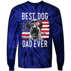 American Flag Best Dog Dad Ever German Wirehaired Pointer Tie-Dye Long Sleeve Shirt