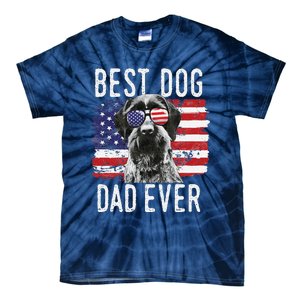 American Flag Best Dog Dad Ever German Wirehaired Pointer Tie-Dye T-Shirt